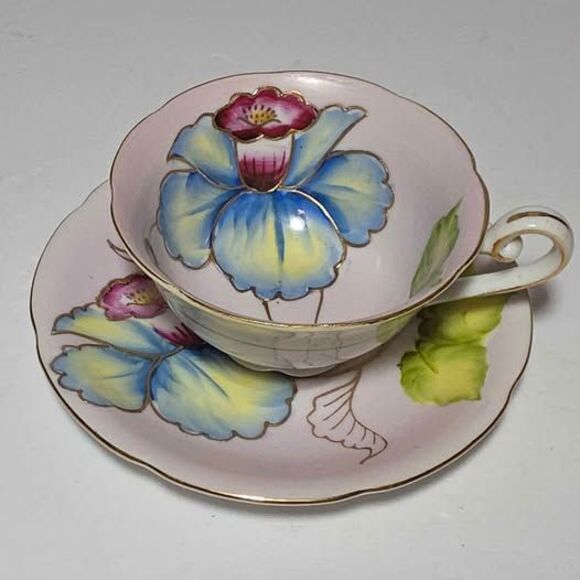 Blue Flowers Teacup and Saucer Vintage Japan - Picture 2 of 7